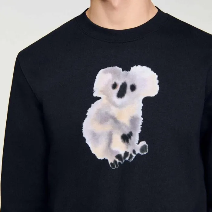 Sweatshirts and Hoodies Men SANDRO Wild Animals Sweatshirt Black
