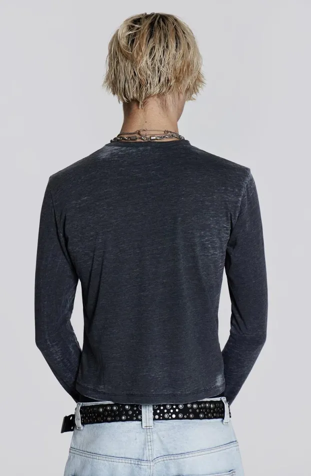 TShirts Men Jaded London Burnout Script Long Sleeve Tee