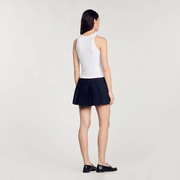 Tshirts Women SANDRO Embroidered Vest Top White