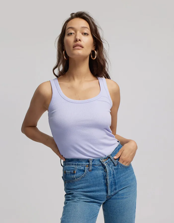 Tank Tops Women Colorfulstandard Women Organic Rib Tank Top 8211 Soft Lavender