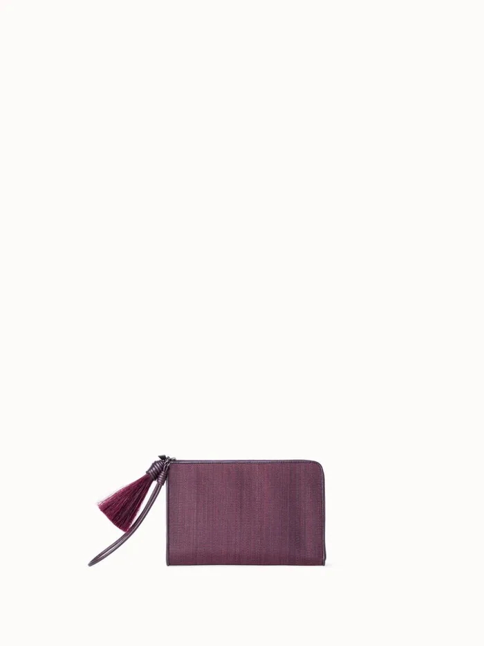 Tassel Pouch In Horsehair Fabric Burgundy Women Akris Mini Bags