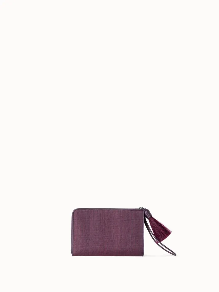 Tassel Pouch In Horsehair Fabric Burgundy Women Akris Mini Bags