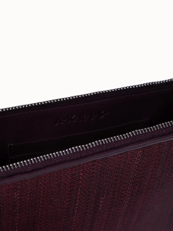 Tassel Pouch In Horsehair Fabric Burgundy Women Akris Mini Bags