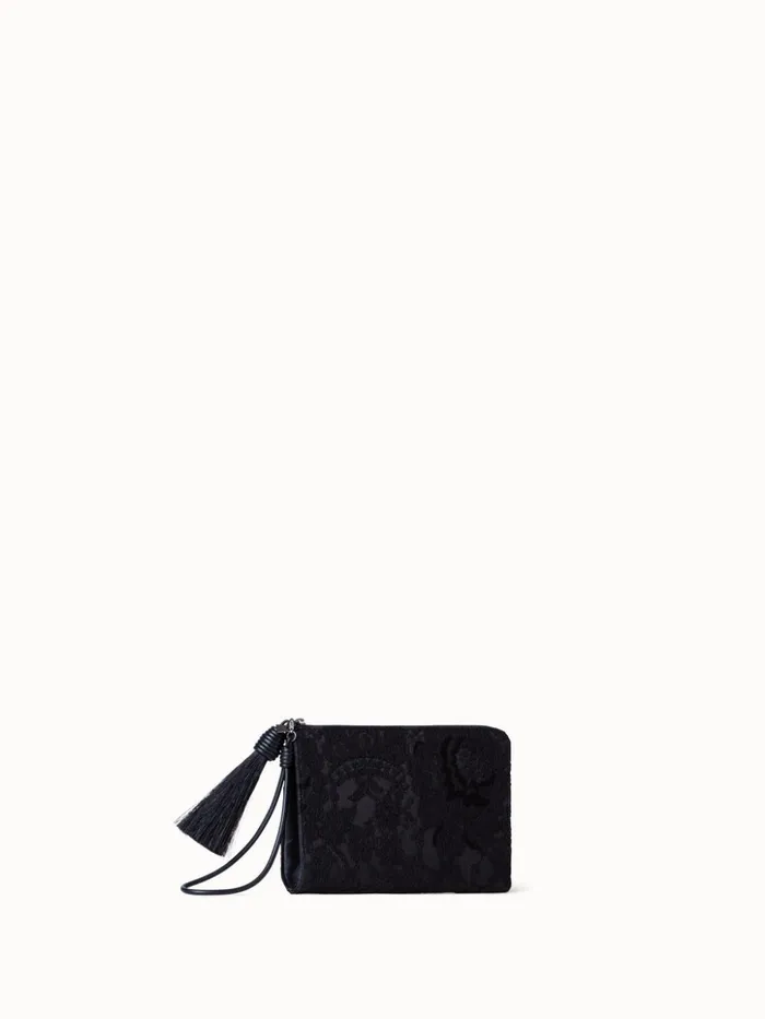 Tassel Pouch In Lace Black Women Akris Clutches