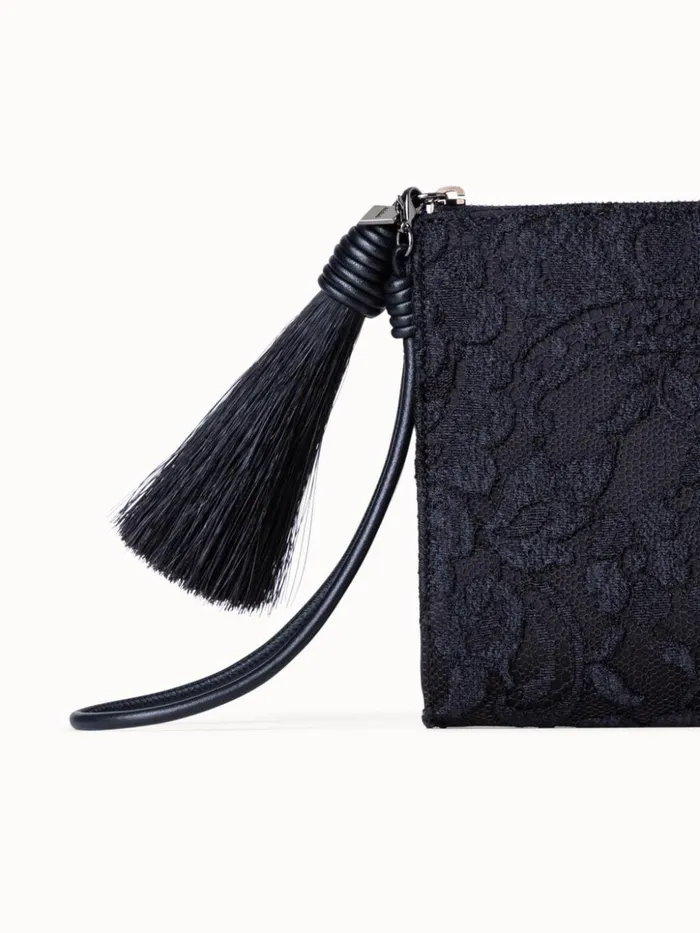 Tassel Pouch In Lace Black Women Akris Clutches