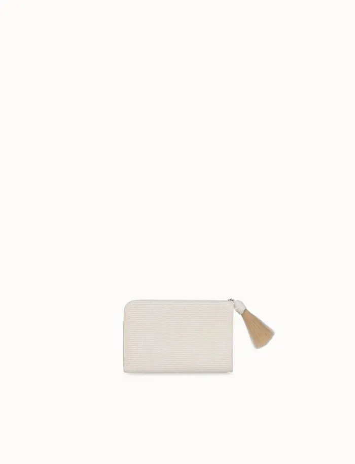 Tassle Pouch In Raffia Fabric Cream Women Akris Mini Bags