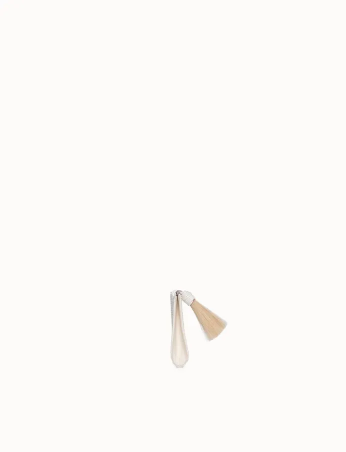 Tassle Pouch In Raffia Fabric Cream Women Akris Mini Bags