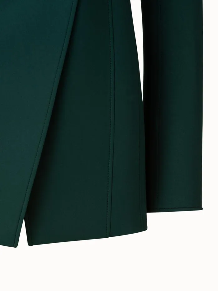 Techno Neoprene Fitted Blazer Jacket Gallus Green Women Akris Jackets