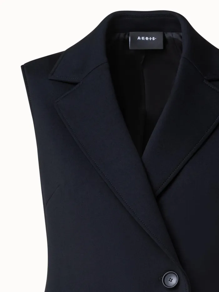 Techno Neoprene Long Gilet Black Women Akris Jackets