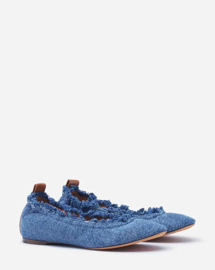 The Ballerina Flat In Denim Denim Blue Women Lanvin Ballerinas The Ballerina Flat In Denim Denim Blue Women Lanvin Ballerinas