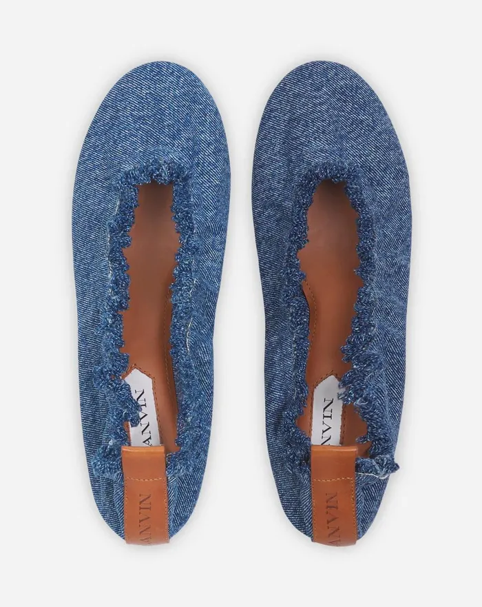 The Ballerina Flat In Denim Denim Blue Women Lanvin Ballerinas The Ballerina Flat In Denim Denim Blue Women Lanvin Ballerinas