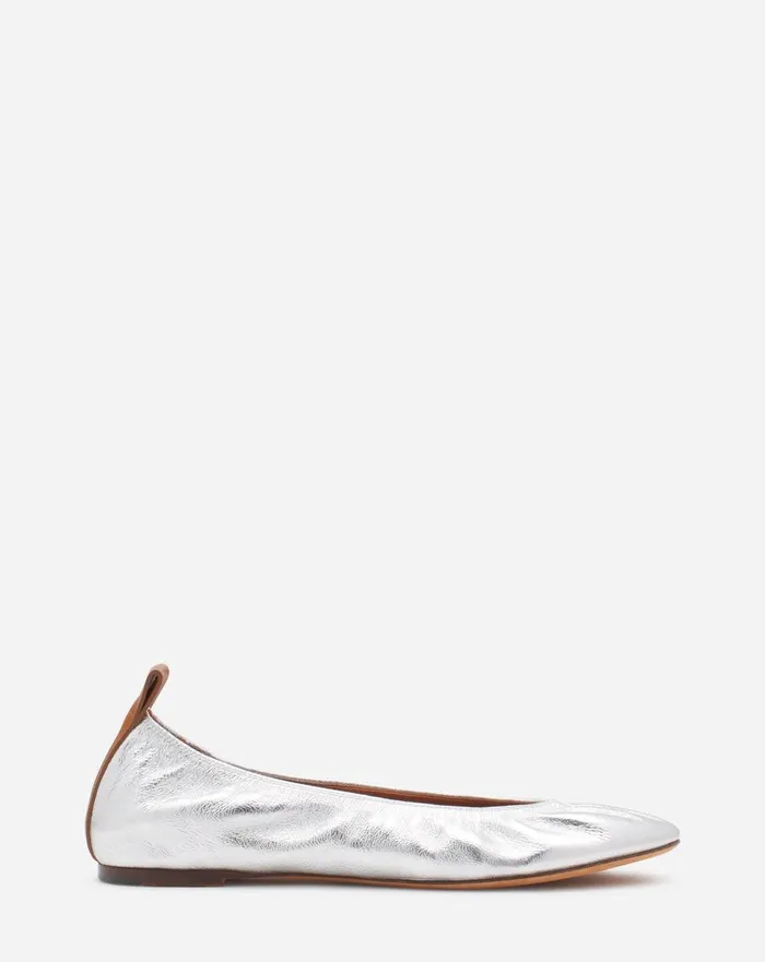 The Ballerina Flat In Metallic Leather Silver Women Lanvin Ballerinas