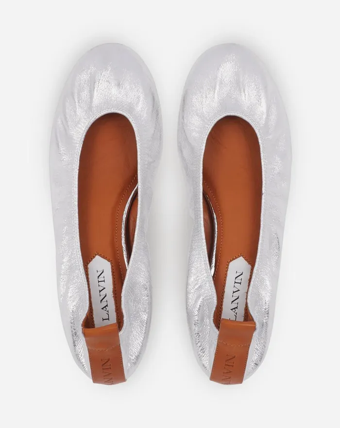 The Ballerina Flat In Metallic Leather Silver Women Lanvin Ballerinas