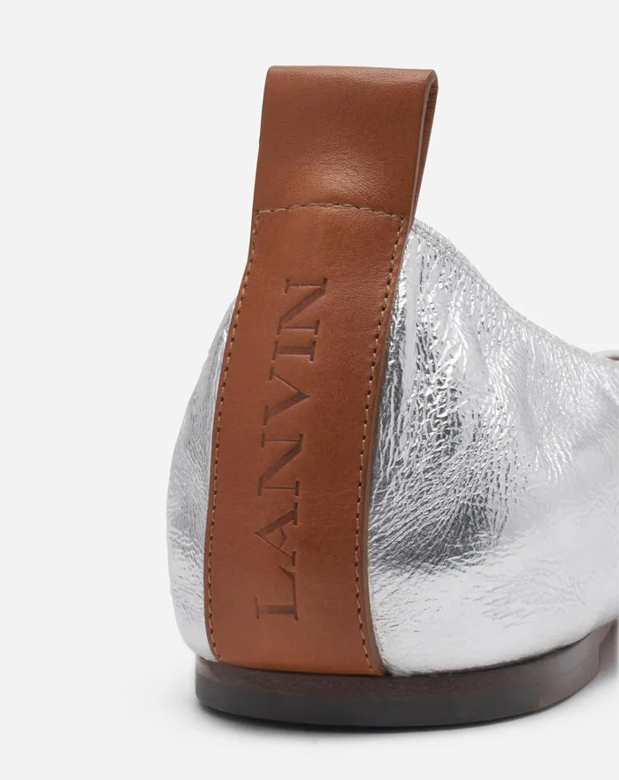 The Ballerina Flat In Metallic Leather Silver Women Lanvin Ballerinas