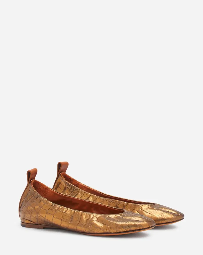 The Ballerina In Crocodileeffect Leather Gold Women Lanvin Loafers The Ballerina In Crocodileeffect Leather Gold Women Lanvin Loafers
