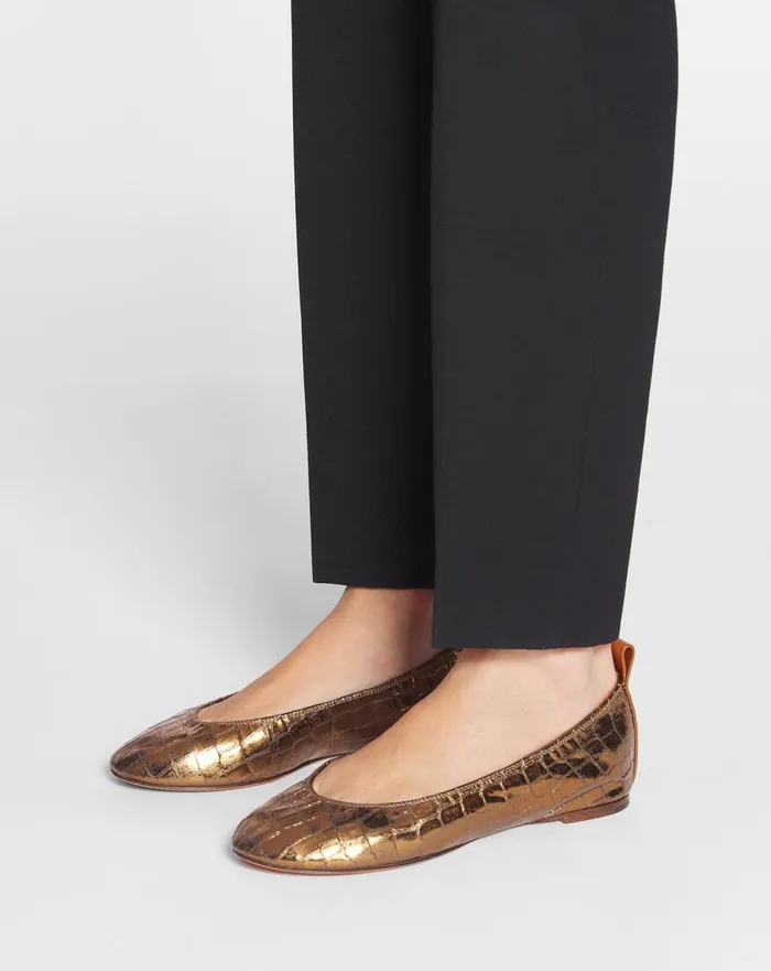 The Ballerina In Crocodileeffect Leather Gold Women Lanvin Loafers The Ballerina In Crocodileeffect Leather Gold Women Lanvin Loafers