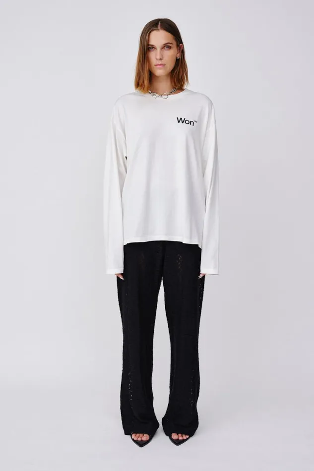 The Staff Tee LS W 8211 White Women Won Hundred Tops and Tshirts