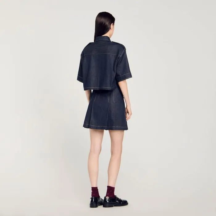 Tops and Shirts Women SANDRO Denim Shirt Deep Blu