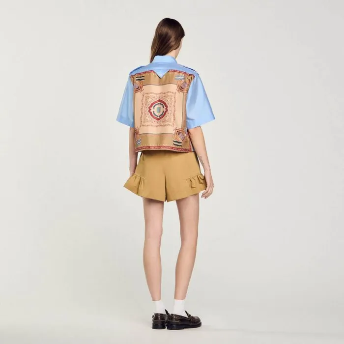 Tops and Shirts Women SANDRO Scarf Print Shirt Sky Blue