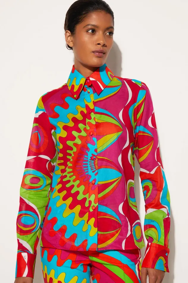 Tops And Shirts Women PUCCI BersaglioPrint Cotton Shirt