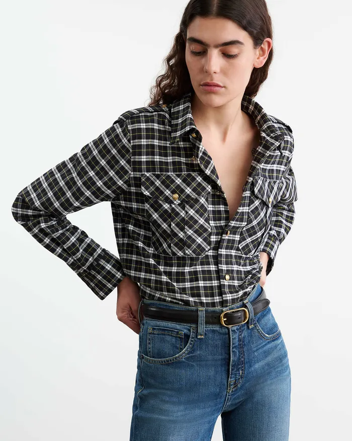 Tops JEANETTE TOP BlackGreen Plaid Nili Lotan Women
