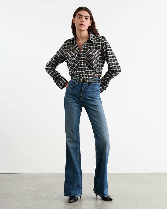 Tops JEANETTE TOP BlackGreen Plaid Nili Lotan Women