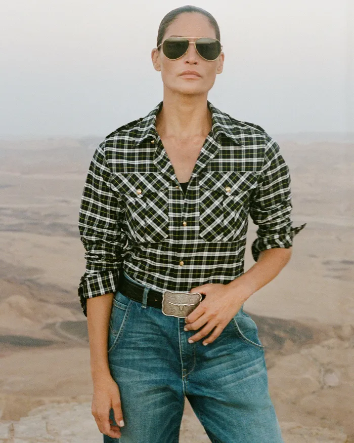 Tops JEANETTE TOP BlackGreen Plaid Nili Lotan Women