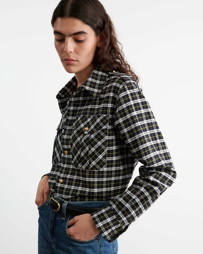 Tops JEANETTE TOP BlackGreen Plaid Nili Lotan Women