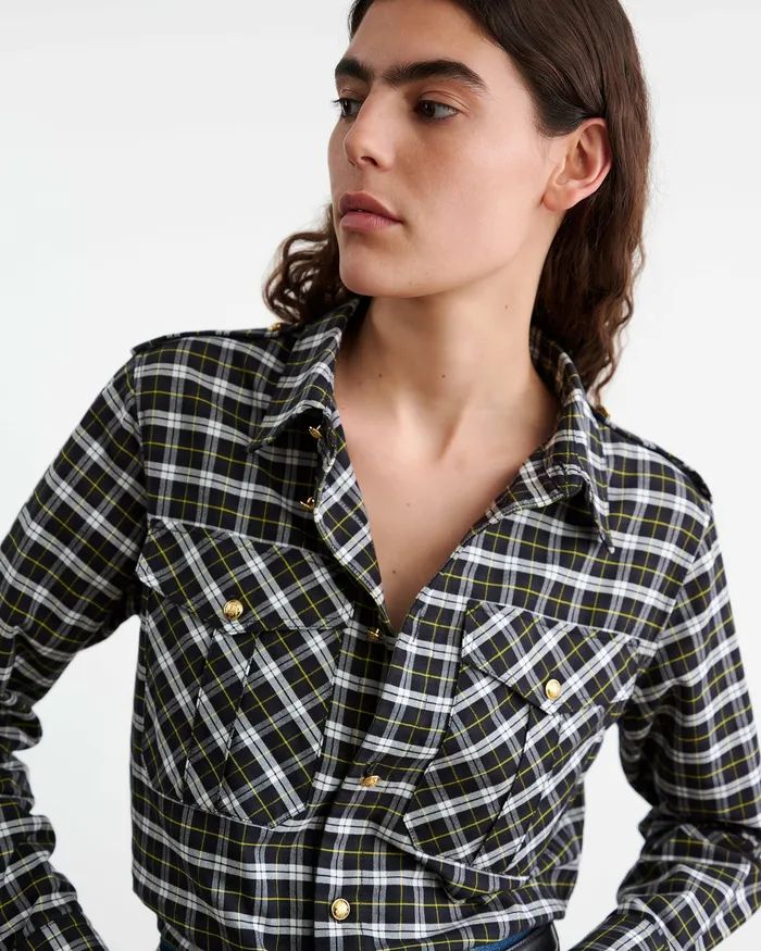 Tops JEANETTE TOP BlackGreen Plaid Nili Lotan Women