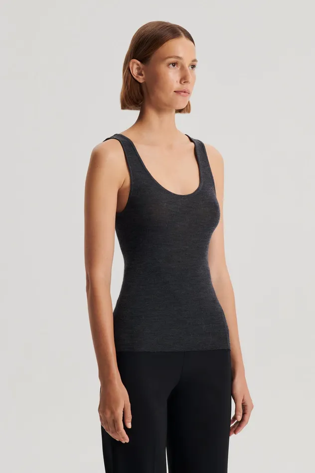 Tops Scanlan Theodore Women BABYWOOL SINGLET CHARCOAL ALL Tops Scanlan Theodore Women BABYWOOL SINGLET CHARCOAL ALL