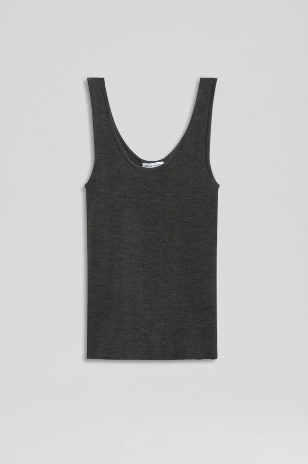Tops Scanlan Theodore Women BABYWOOL SINGLET CHARCOAL ALL Tops Scanlan Theodore Women BABYWOOL SINGLET CHARCOAL ALL