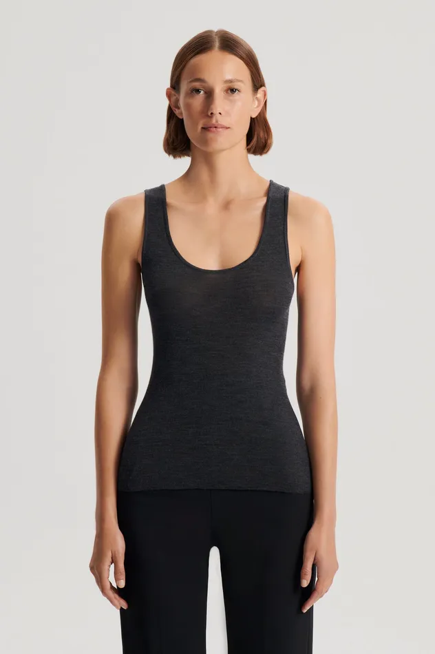 Tops Scanlan Theodore Women BABYWOOL SINGLET CHARCOAL ALL Tops Scanlan Theodore Women BABYWOOL SINGLET CHARCOAL ALL