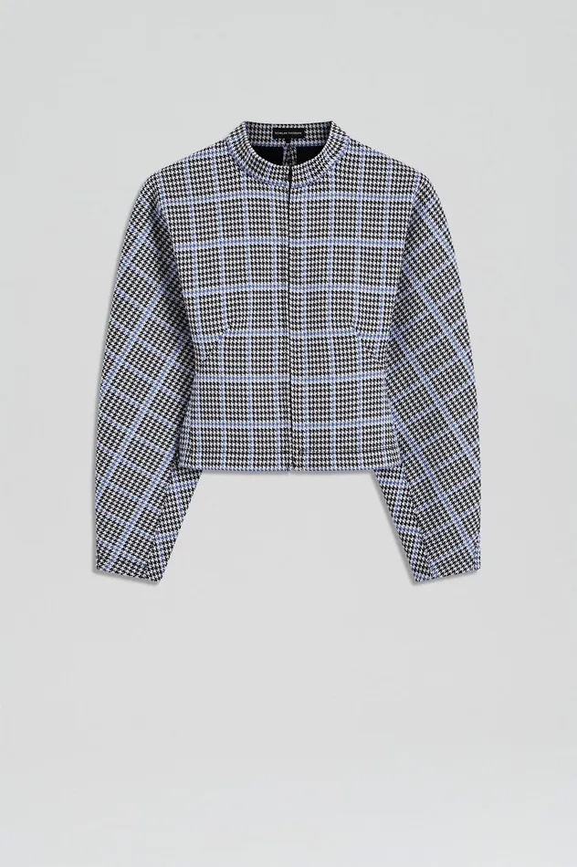Tops Scanlan Theodore Women PLAID SCUBA TOP COBALT