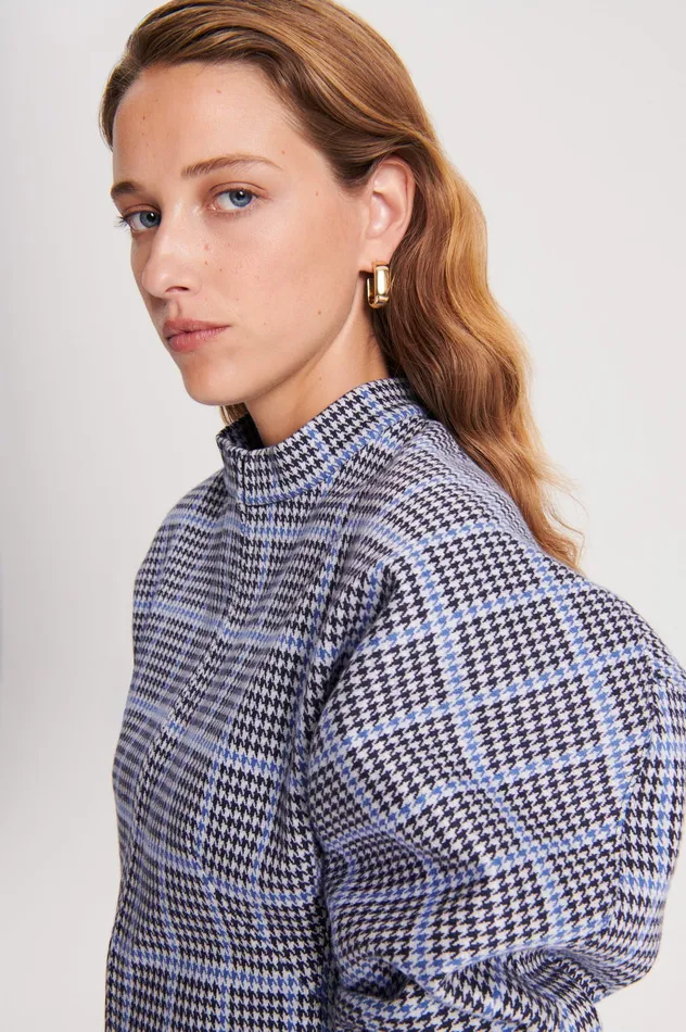 Tops Scanlan Theodore Women PLAID SCUBA TOP COBALT