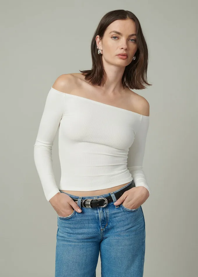 Tops Women Joe8217s Jeans THE DEVIN OFF THE SHOULDER TOP Ecru