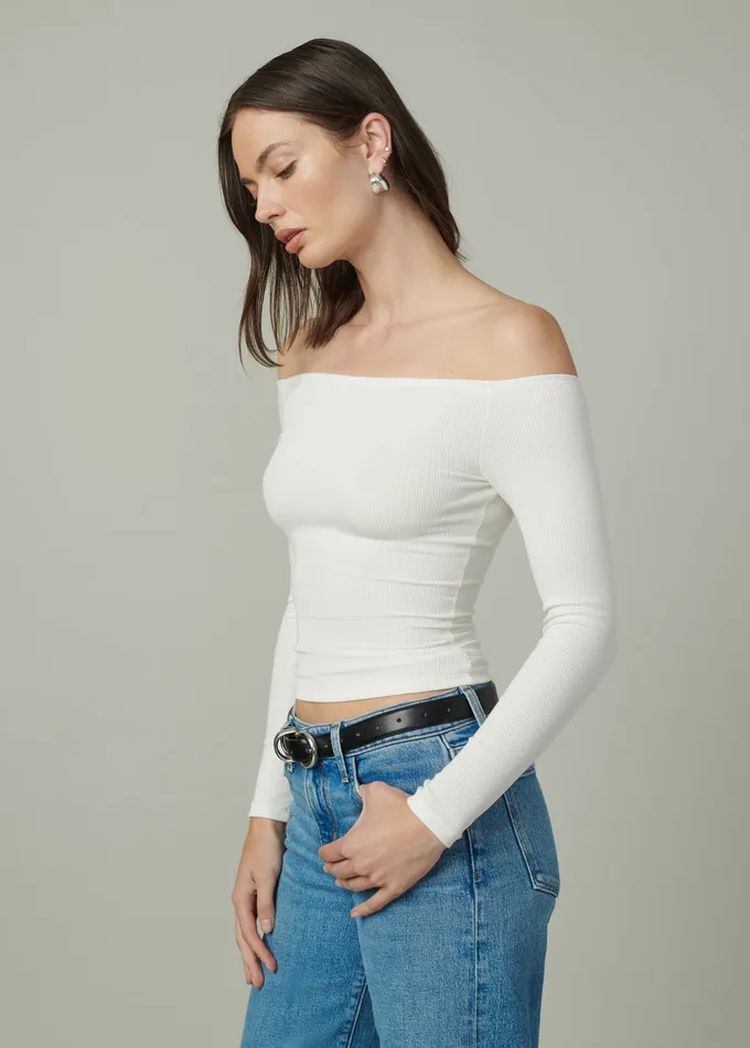 Tops Women Joe8217s Jeans THE DEVIN OFF THE SHOULDER TOP Ecru