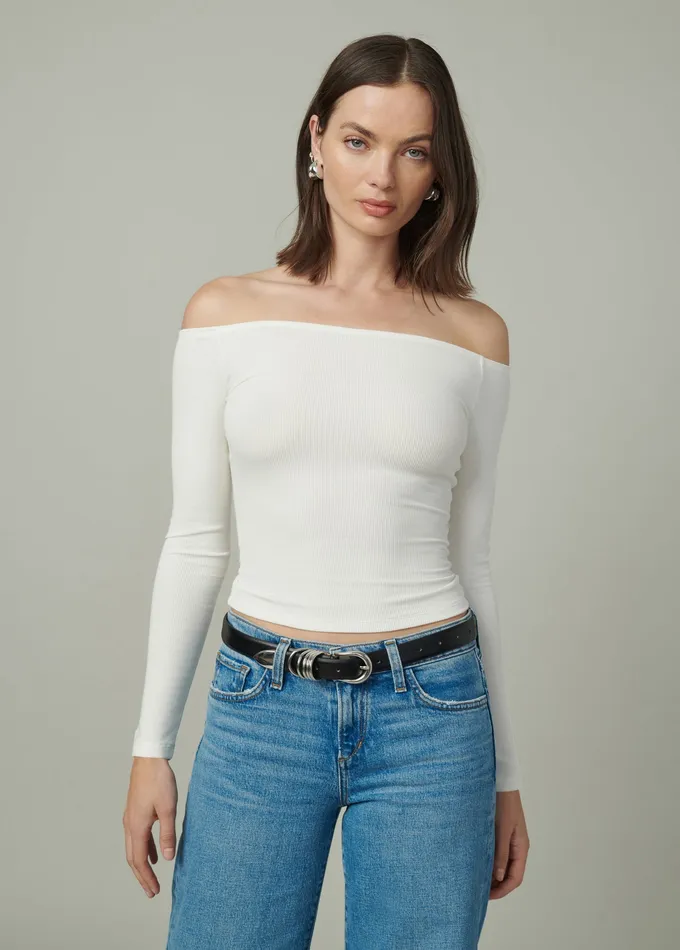Tops Women Joe8217s Jeans THE DEVIN OFF THE SHOULDER TOP Ecru