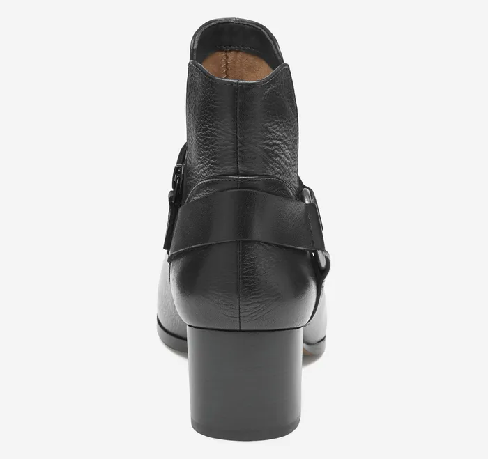Trista Harness Bootie Black Calfskin Women Boots and Booties Johnston and Murphy