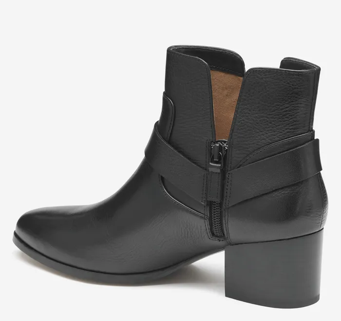 Trista Harness Bootie Black Calfskin Women Boots and Booties Johnston and Murphy