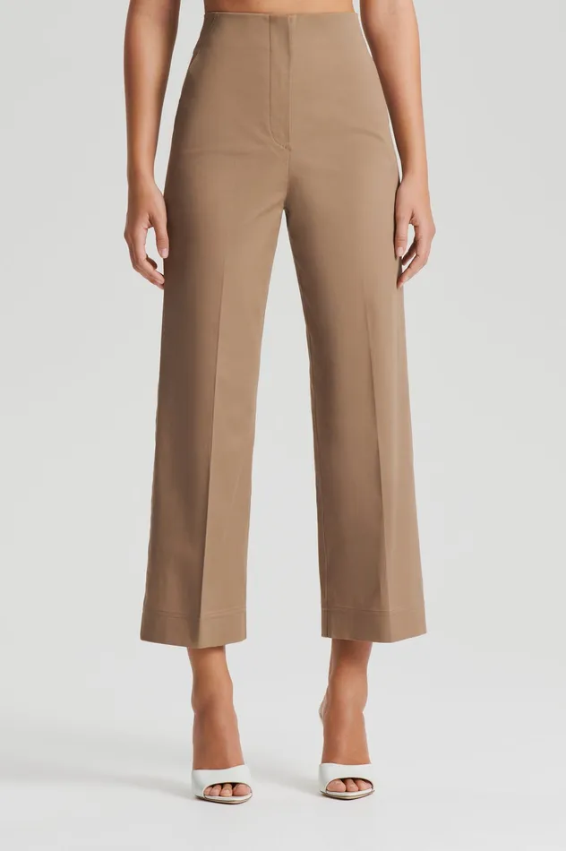 Trousers SATEEN CROPPED WIDE LEG TROUSER DARKCAMEL Scanlan Theodore Women
