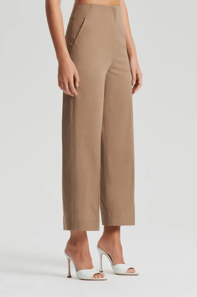 Trousers SATEEN CROPPED WIDE LEG TROUSER DARKCAMEL Scanlan Theodore Women