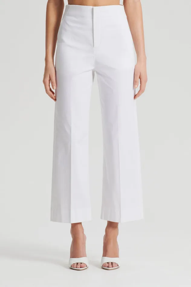 Trousers SATEEN CROPPED WIDE LEG TROUSER WHITE 8211 Scanlan Theodore Women Trousers SATEEN CROPPED WIDE LEG TROUSER WHITE 8211 Scanlan Theodore Women