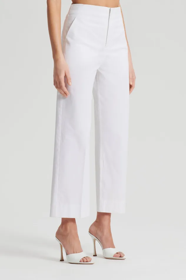 Trousers SATEEN CROPPED WIDE LEG TROUSER WHITE 8211 Scanlan Theodore Women Trousers SATEEN CROPPED WIDE LEG TROUSER WHITE 8211 Scanlan Theodore Women