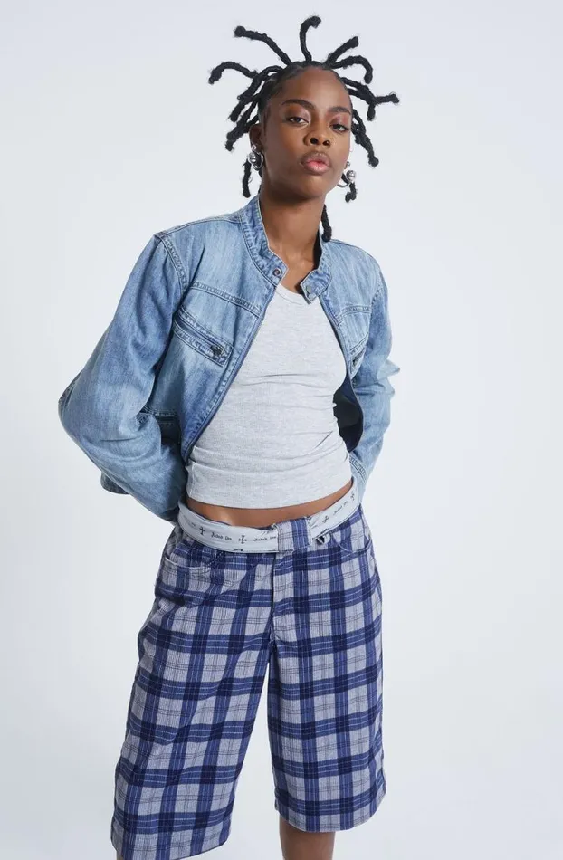 Trousers Women Jaded London Zeppelin Checked Jumbo Shorts