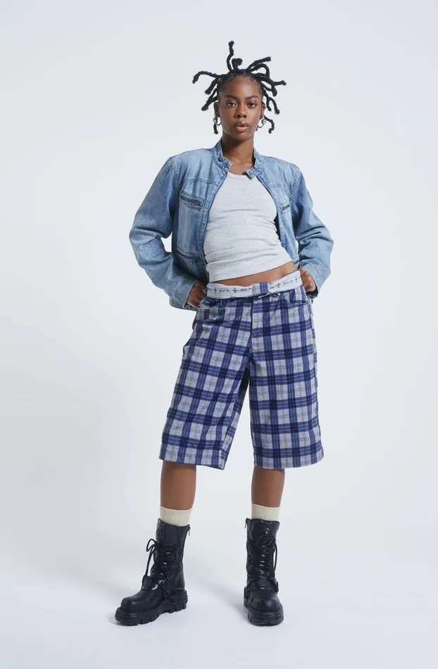 Trousers Women Jaded London Zeppelin Checked Jumbo Shorts