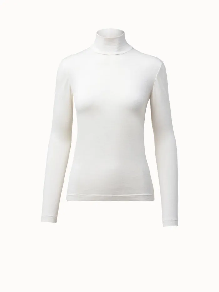 Turtleneck Shirt From Cashmere Silk Offwhite Women Akris Cashmere