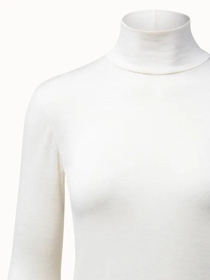 Turtleneck Shirt From Cashmere Silk Offwhite Women Akris Cashmere