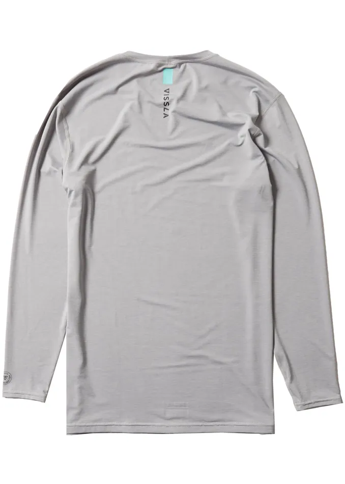 Twisted Eco Long Sleeve Lycra Rash Guard Grey Heather Wetsuit Tops and Lycra Vissla Men Twisted Eco Long Sleeve Lycra Rash Guard Grey Heather Wetsuit Tops and Lycra Vissla Men