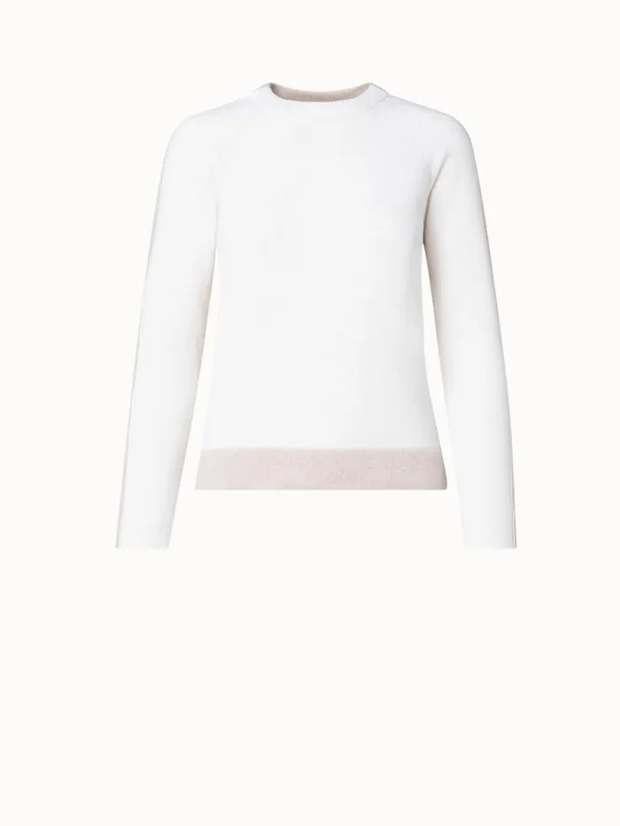 TwoTone Cashmere Pullover Ecrugreige Women Akris Knitwear