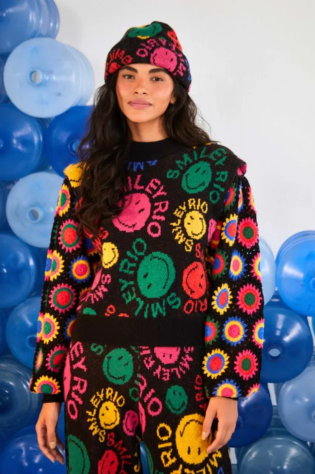 Type Rainbow Smiley Rio Sweater Women Farm Rio Sweaters and Sweatshirts